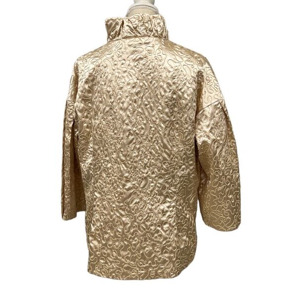 Adolfo Dominguez Tan Satiny Textured Design Jacket - Picture 10 of 14